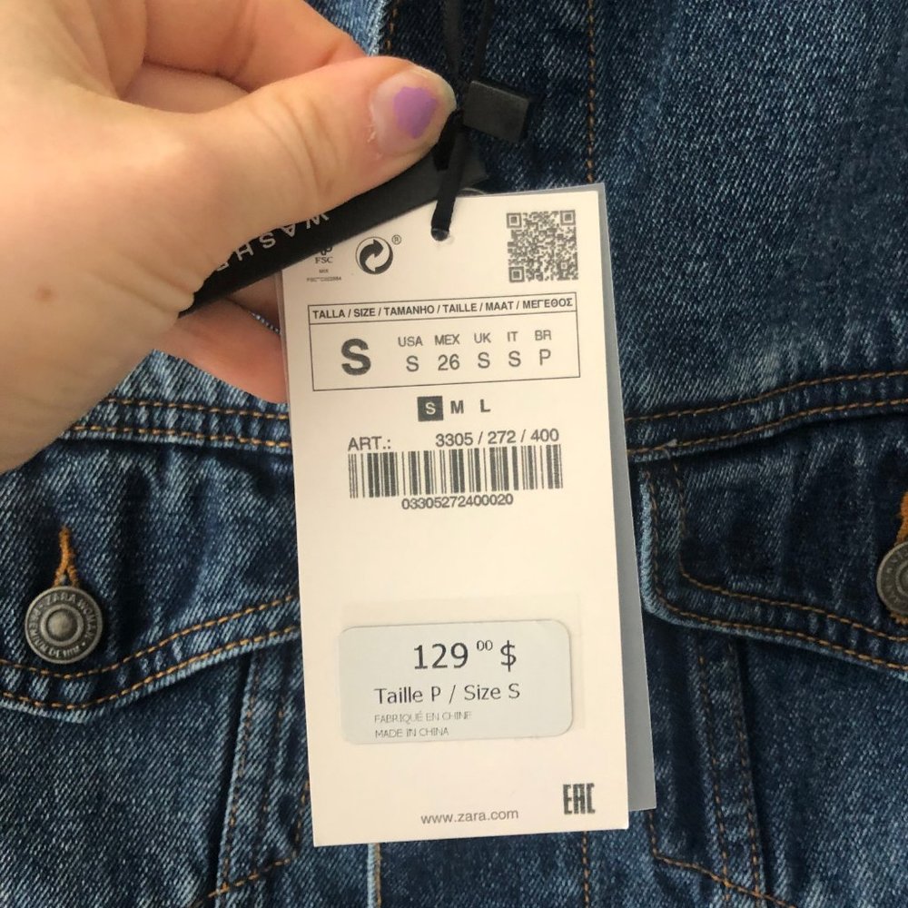 ✨ BNWT Zara Boho Denim Jacket with Knit Sleeves - Picture 5 of 5